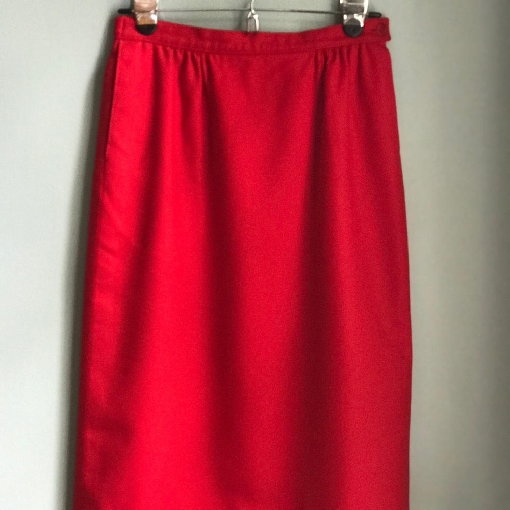 Red Vintage Pendleton Wool Pencil Skirt